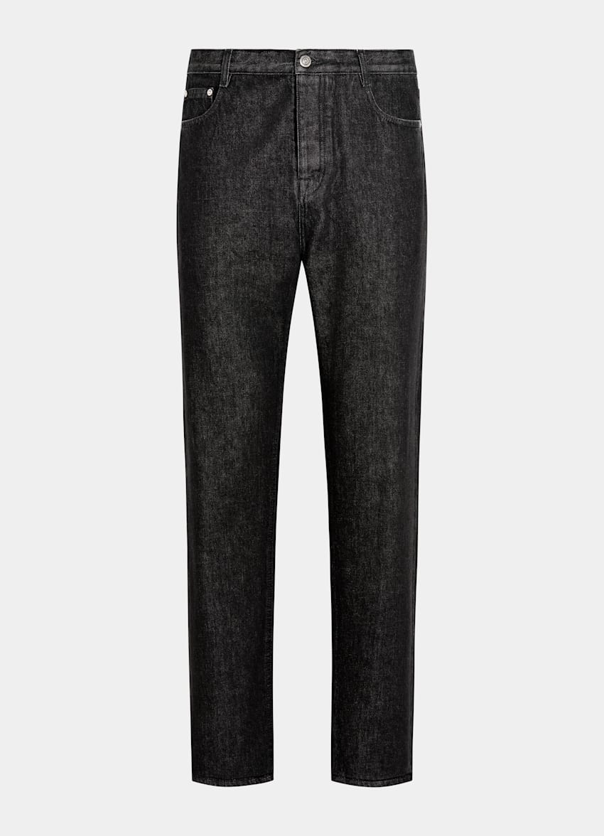 SUITSUPPLY All Season Pure Cotton by Candiani, Italy Dark Grey Straight Leg Tapered Jeans