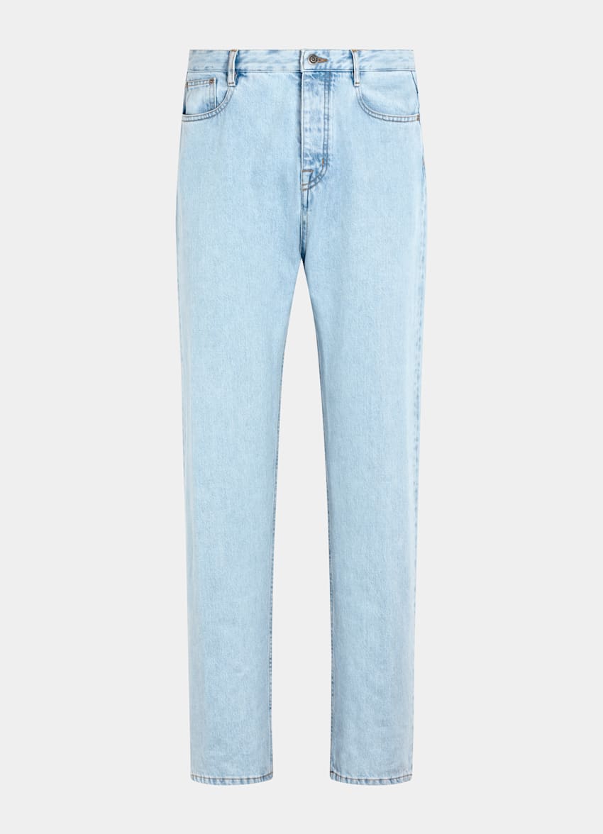 SUITSUPPLY All season Pur coton par Candiani, Italie Jean Straight Leg bleu clair