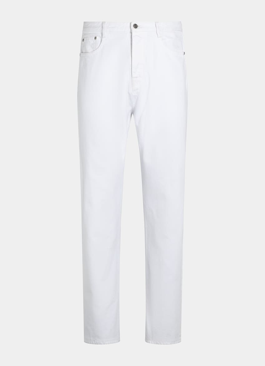 SUITSUPPLY All Season Pure Cotton od Candiani, Włochy White Straight Leg Jeans