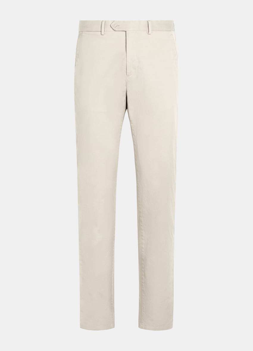 SUITSUPPLY All Season Stretch Cotton by Cervotessile, Italy Sand Slim Leg Straight Chinos