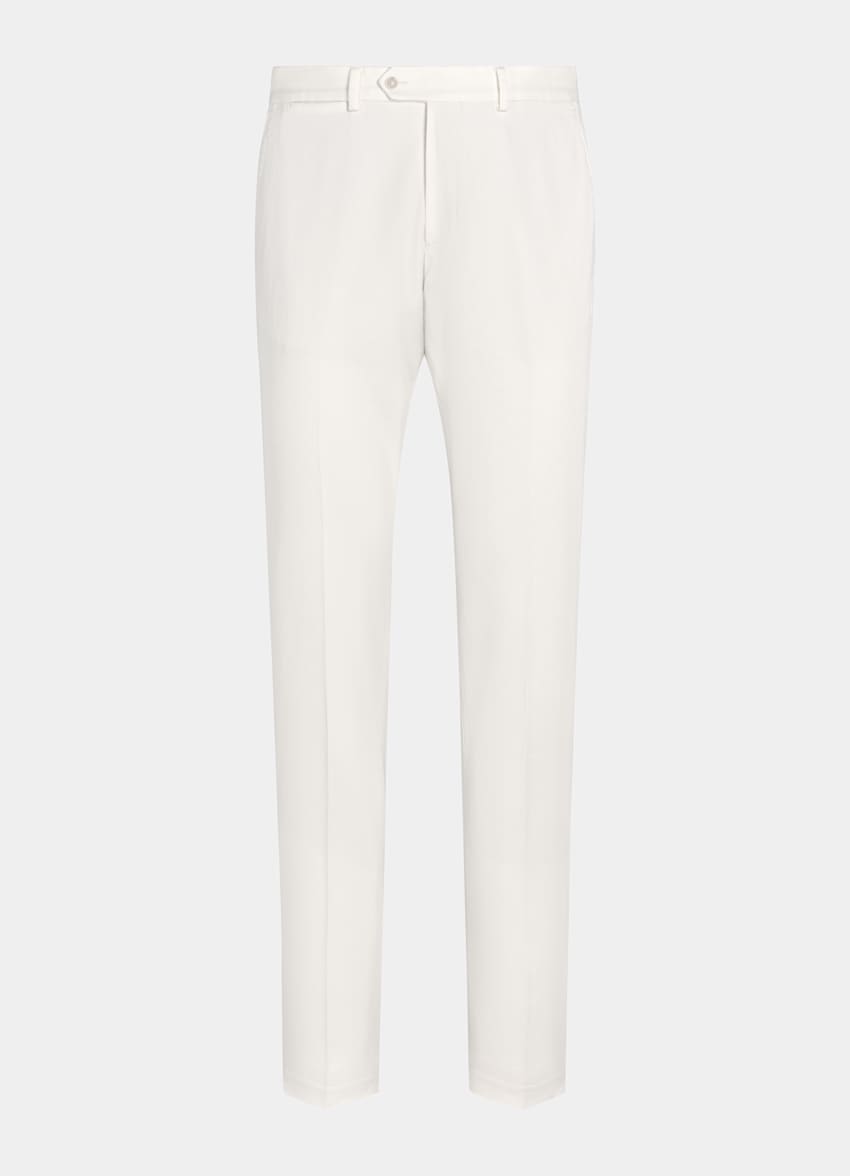 SUITSUPPLY All Season Stretch Cotton by Cervotessile, Italy Off-White Slim Leg Straight Chinos