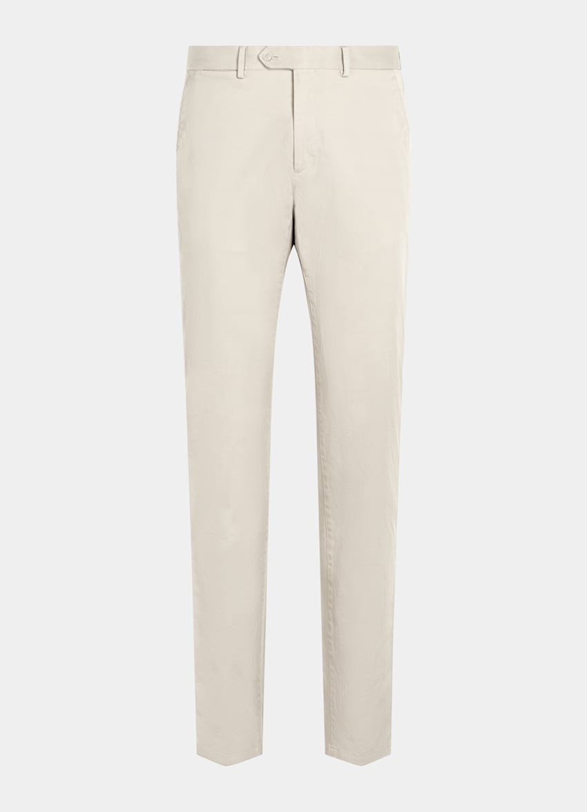 SUITSUPPLY All Season Bomullsstretch från Cervotessile, Italien Sandfärgade chinos i slim leg straight-modell