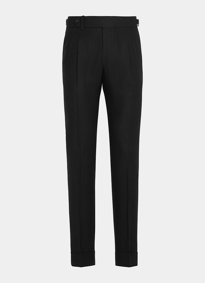 Black Pleated Braddon Trousers | Pure Linen | Suitsupply Online Store