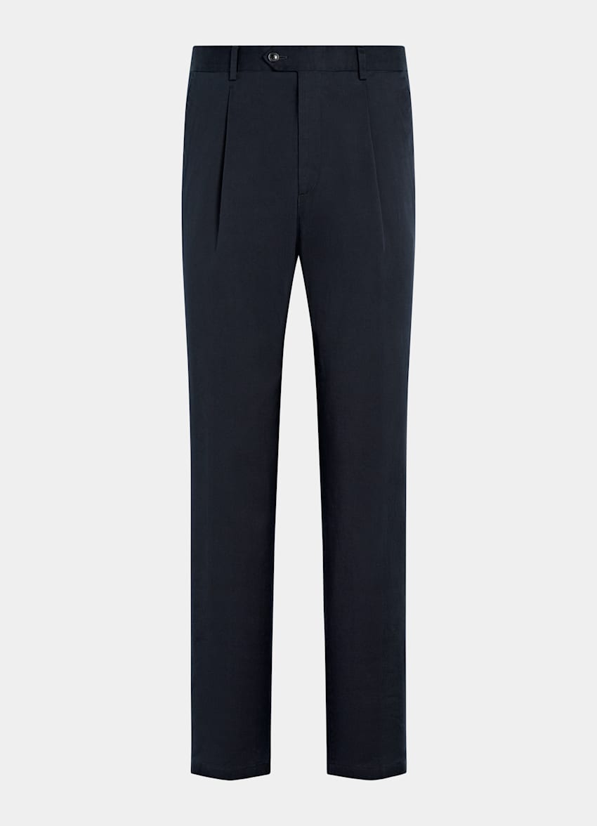 SUITSUPPLY All Season Stretch Cotton by Cervotessile, Italy Navy Wide Leg Tapered Chinos