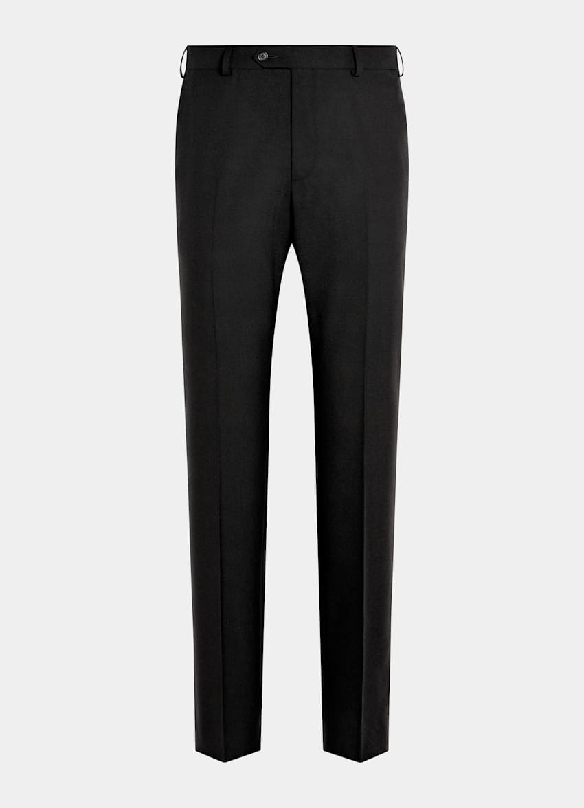 SUITSUPPLY All Season Pure 4-Ply Traveller Wool by Rogna, Italy Black Straight Leg Trousers