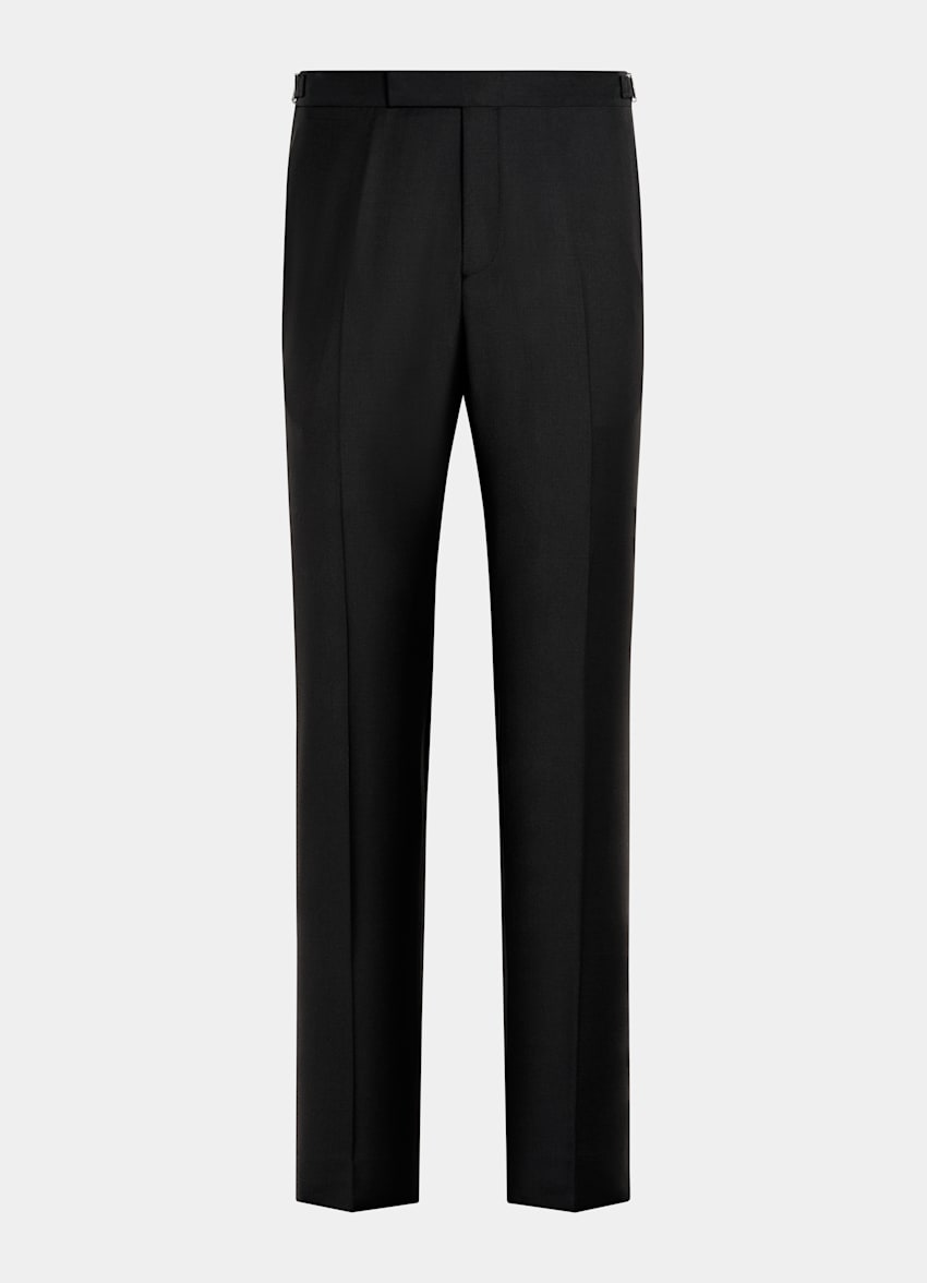 SUITSUPPLY All Season Pure S110's Wool by Vitale Barberis Canonico, Italy Black Slim Leg Straight Tuxedo Trousers