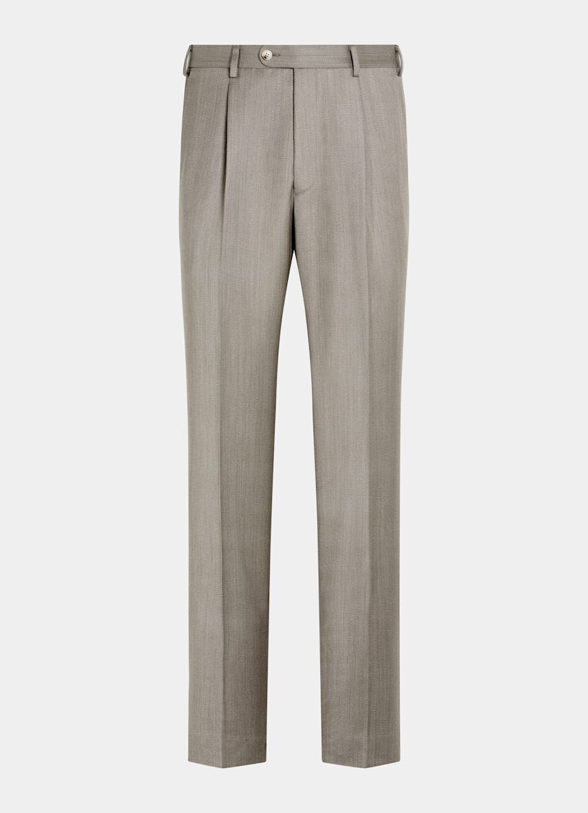 SUITSUPPLY Winter Pure Wool by Vitale Barberis Canonico, Italy Sand Wide Leg Tapered Trousers
