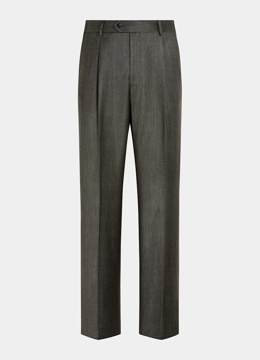 スーツ RICHFIELDWool Wide Tapered Easy Trousers Green Wide Leg Straight Pants in Pure Wool | SUITSUPPLY