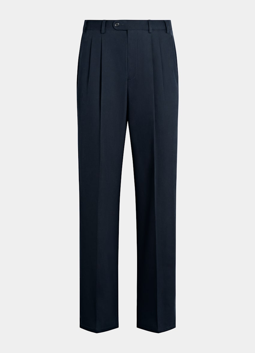 SUITSUPPLY All Season Pure Cotton by Di Sondrio, Italy Navy Wide Leg Straight Chinos