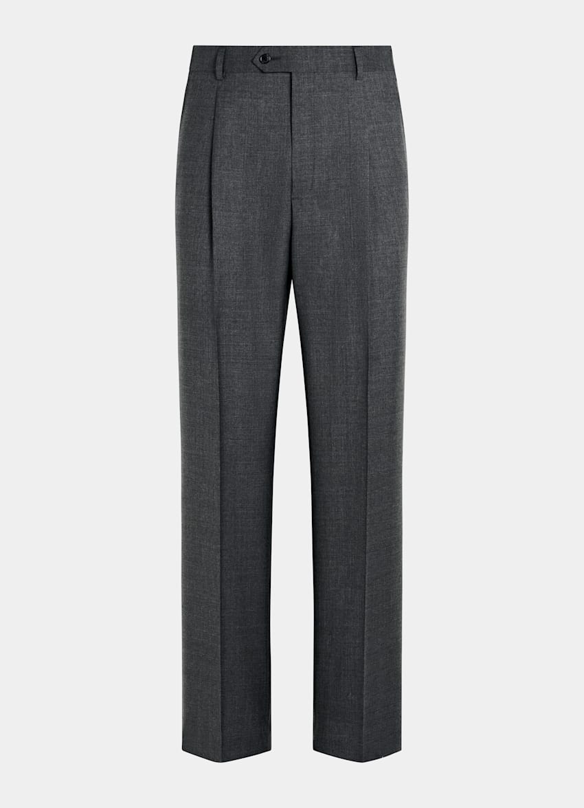 SUITSUPPLY All Season Pure Tropical Wool par Vitale Barberis Canonico, Italie Dark Grey Wide Leg Straight Trousers