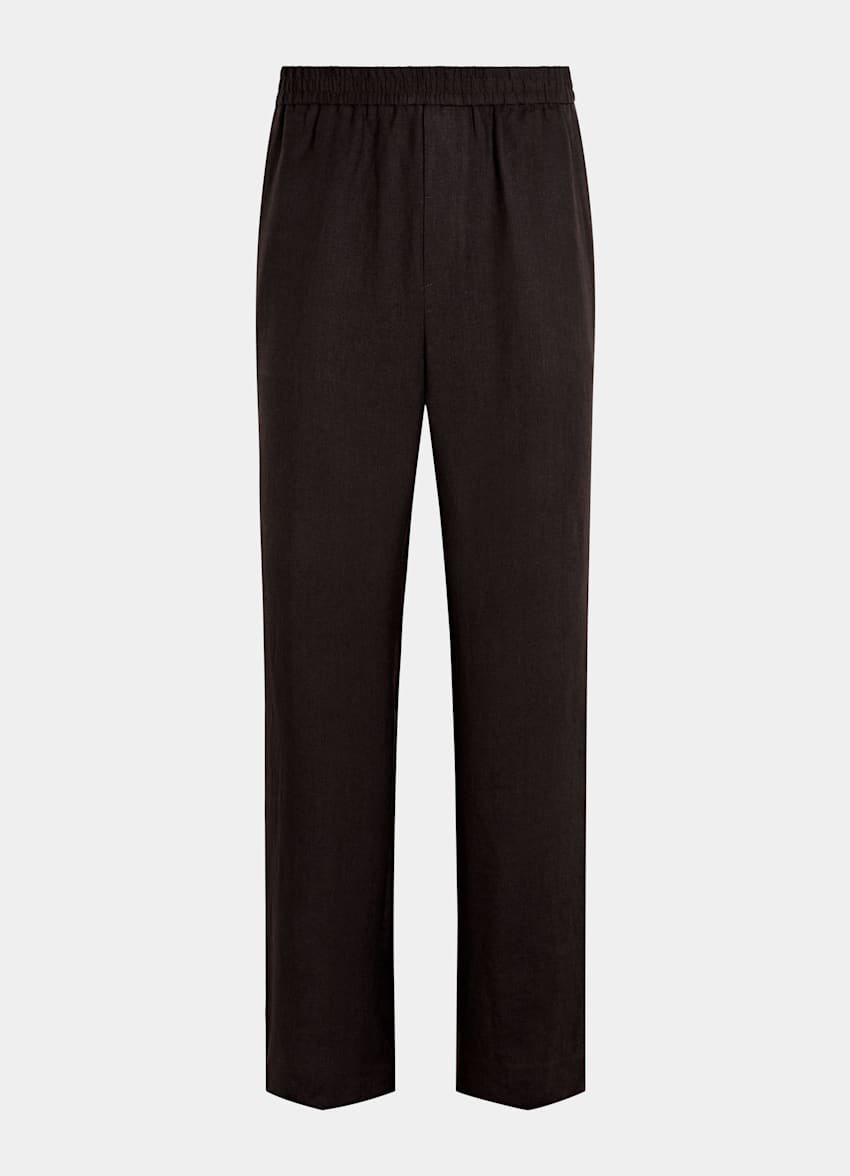 SUITSUPPLY Summer Pure Linen - Di Sondrio, Italia Dark Brown Wide Leg Straight Trousers
