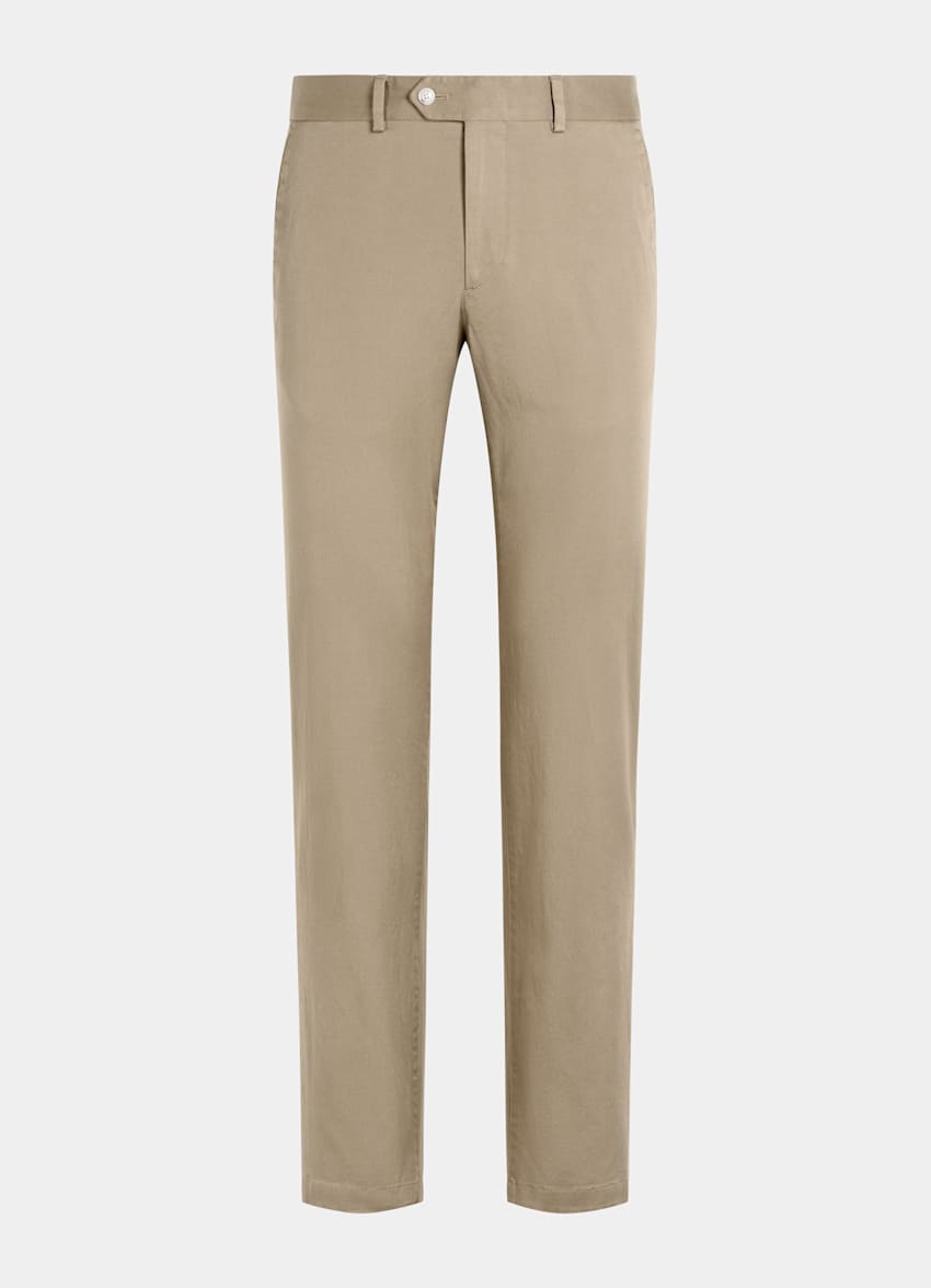 SUITSUPPLY All Season Stretch Cotton by Cervotessile, Italy Light Brown Slim Leg Straight Chinos