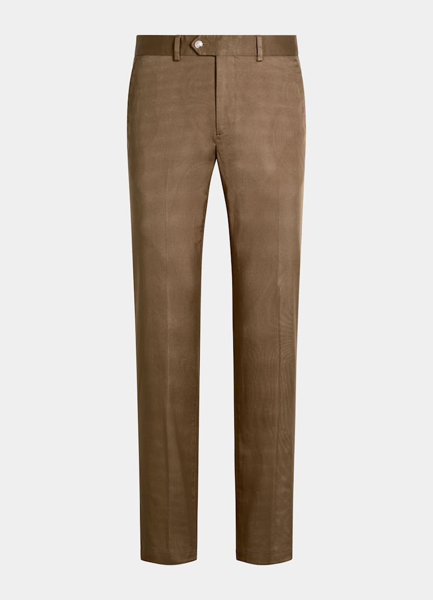 SUITSUPPLY All Season Stretch Cotton von Cervotessile, Italien Mid Brown Slim Leg Straight Chinos