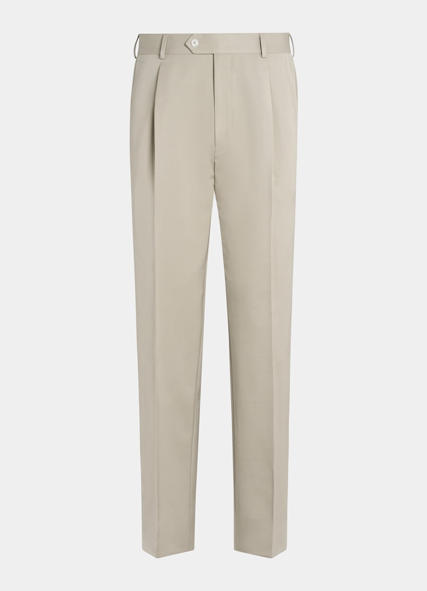 SUITSUPPLY Wool Mohair by Botto Giuseppe, Italy Light Green Wide Leg Straight Trousers