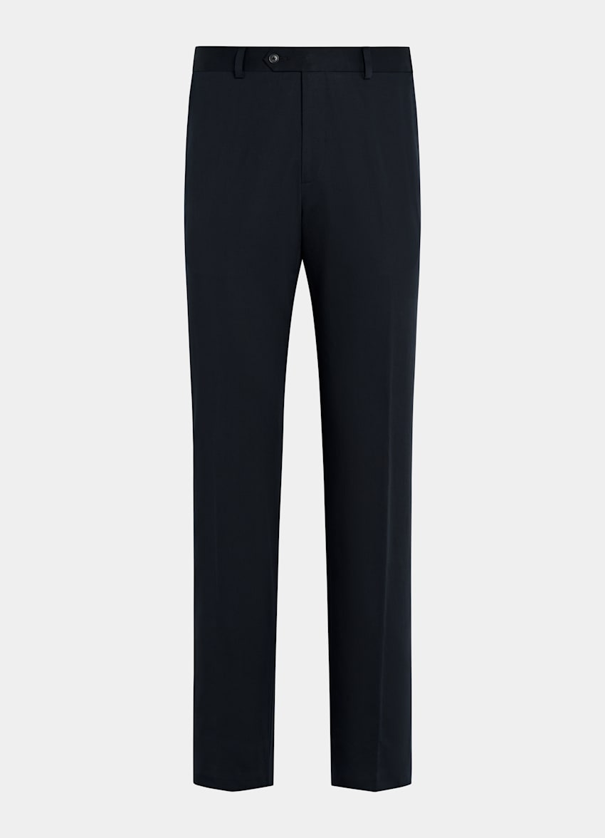 SUITSUPPLY All Season Pure Cotton by Di Sondrio, Italy Navy Straight Leg Trousers