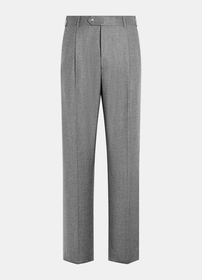 SUITSUPPLY Winter Wool Cashmere by Vitale Barberis Canonico, Italy Mid Grey Wide Leg Straight Trousers