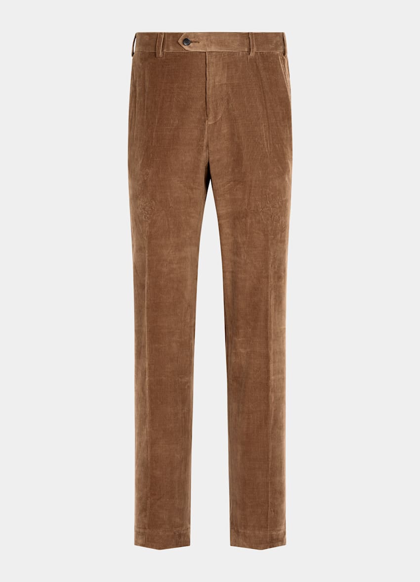 SUITSUPPLY Winter Pure Cotton Corduroy by Pontoglio, Italy Mid Brown Straight Leg Pants