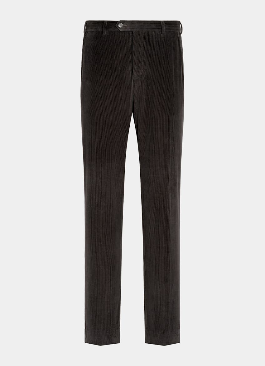 SUITSUPPLY Invierno Pana de puro algodón de Pontoglio, Italia Pantalones marrón oscuro Straight Leg