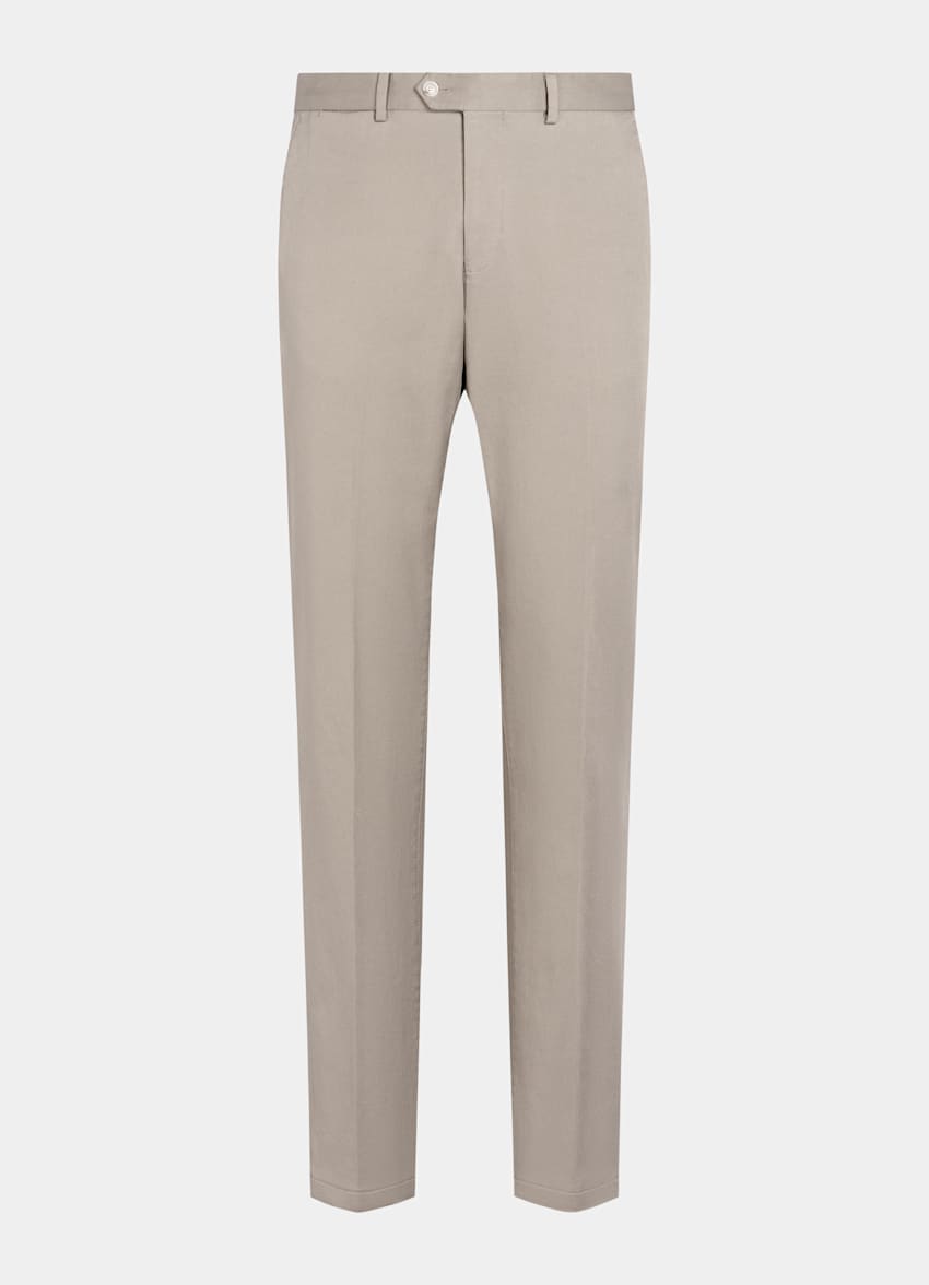 SUITSUPPLY All Season Stretch Cotton by Cervotessile, Italy Taupe Slim Leg Straight Chinos