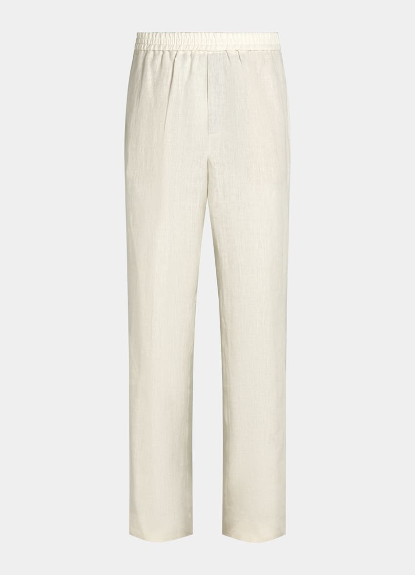 SUITSUPPLY Summer Pure Linen by Di Sondrio, Italy Sand Wide Leg Straight Pants
