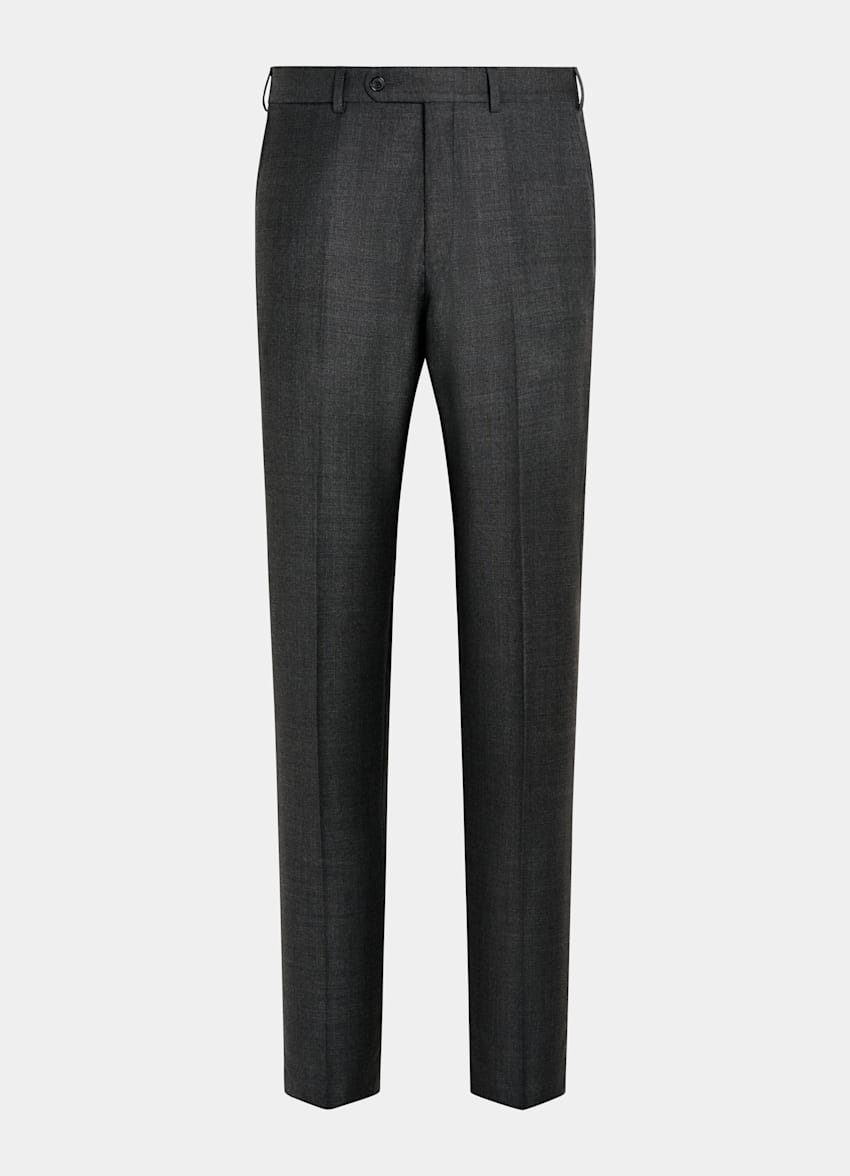 SUITSUPPLY Pure S110's Wool by Vitale Barberis Canonico, Italy  Dark Grey Slim Leg Straight Suit Pants