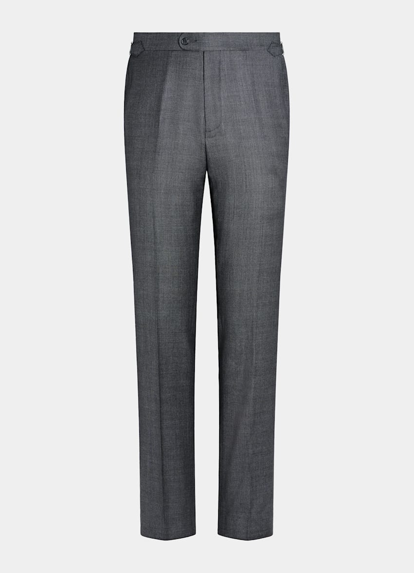 SUITSUPPLY Pure S130's Wool by Vitale Barberis Canonico, Italy Dark Grey Bird's Eye Slim Leg Straight Brescia Suit Trousers
