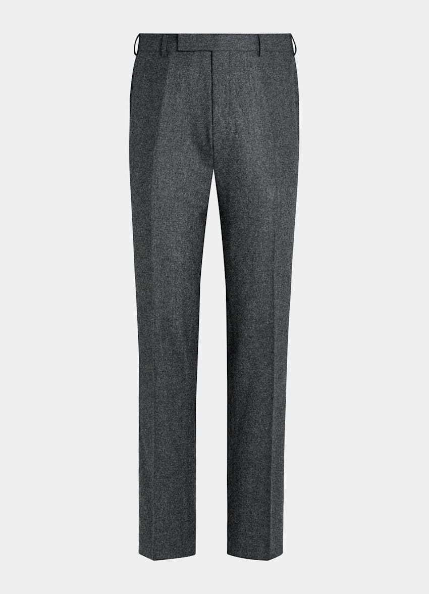 SUITSUPPLY Circular Wool Flannel by Vitale Barberis Canonico, Italy  Mid Grey Straight Leg Milano Pants