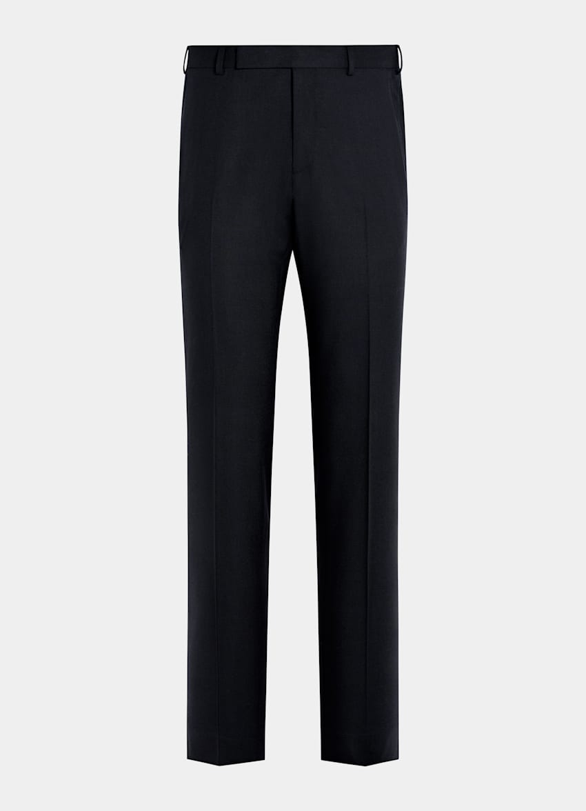 SUITSUPPLY Pure 4-Ply Traveller Wool by Rogna, Italy Navy Straight Leg Trousers