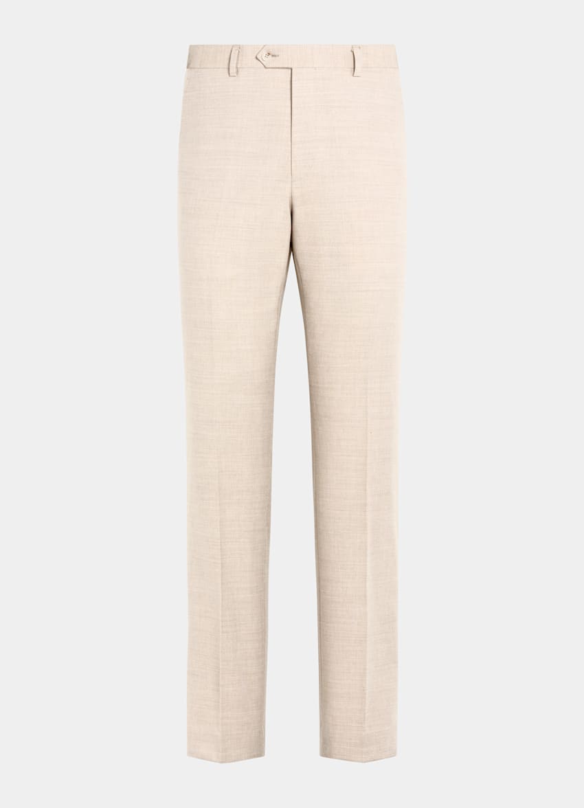 SUITSUPPLY All Season Pure 4-Ply Traveller Wool by Rogna, Italy Sand Straight Leg Suit Trousers