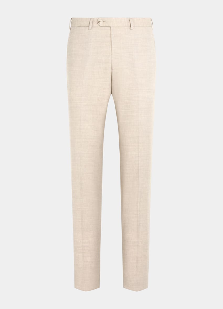 SUITSUPPLY All Season Wrinkle-Free 4-Ply Wool by Rogna, Italy Sand Slim Leg Straight Trousers