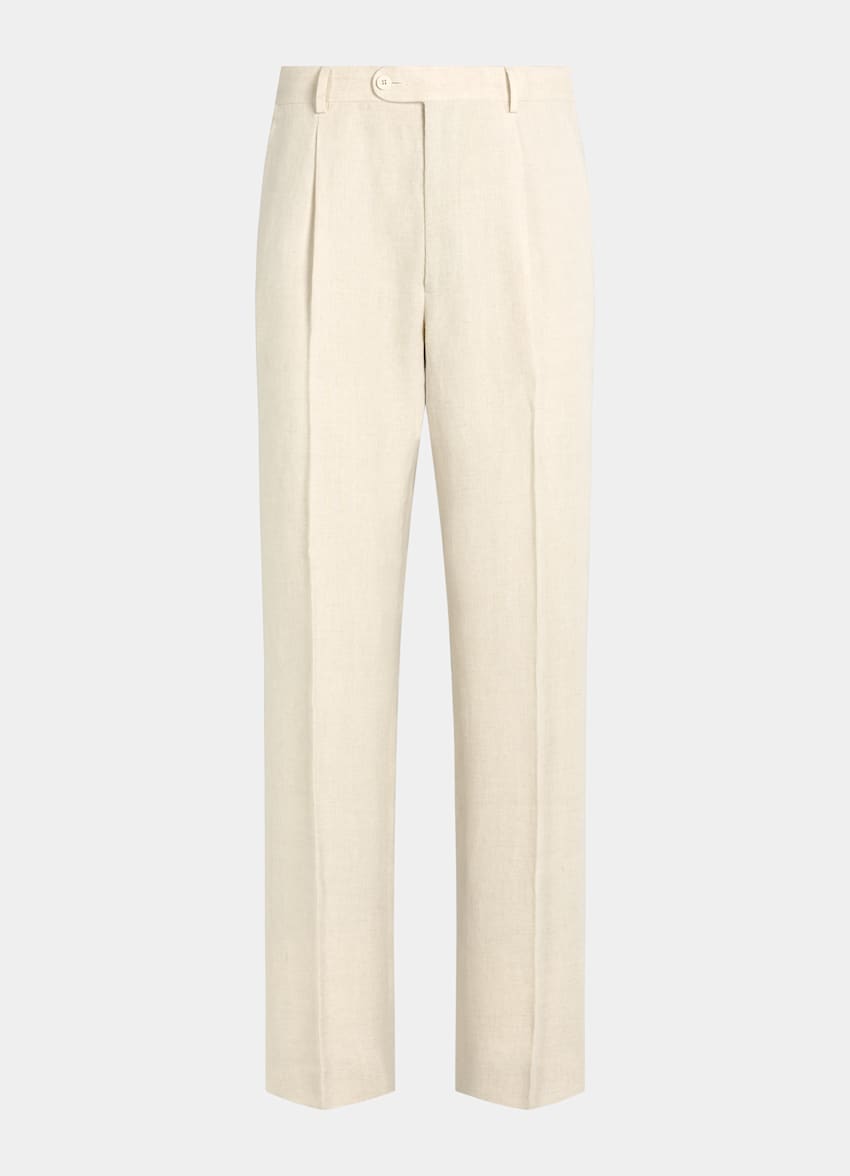 SUITSUPPLY &Eacute;t&eacute; Pur lin par Libeco, Belgique Pantalon de costume Wide Leg Straight sable