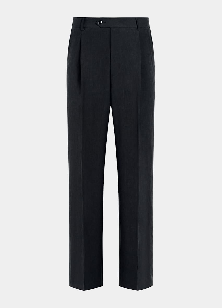 SUITSUPPLY Summer Pure Linen fr&aring;n Libeco, Belgien Navy Wide Leg Straight Suit Trousers