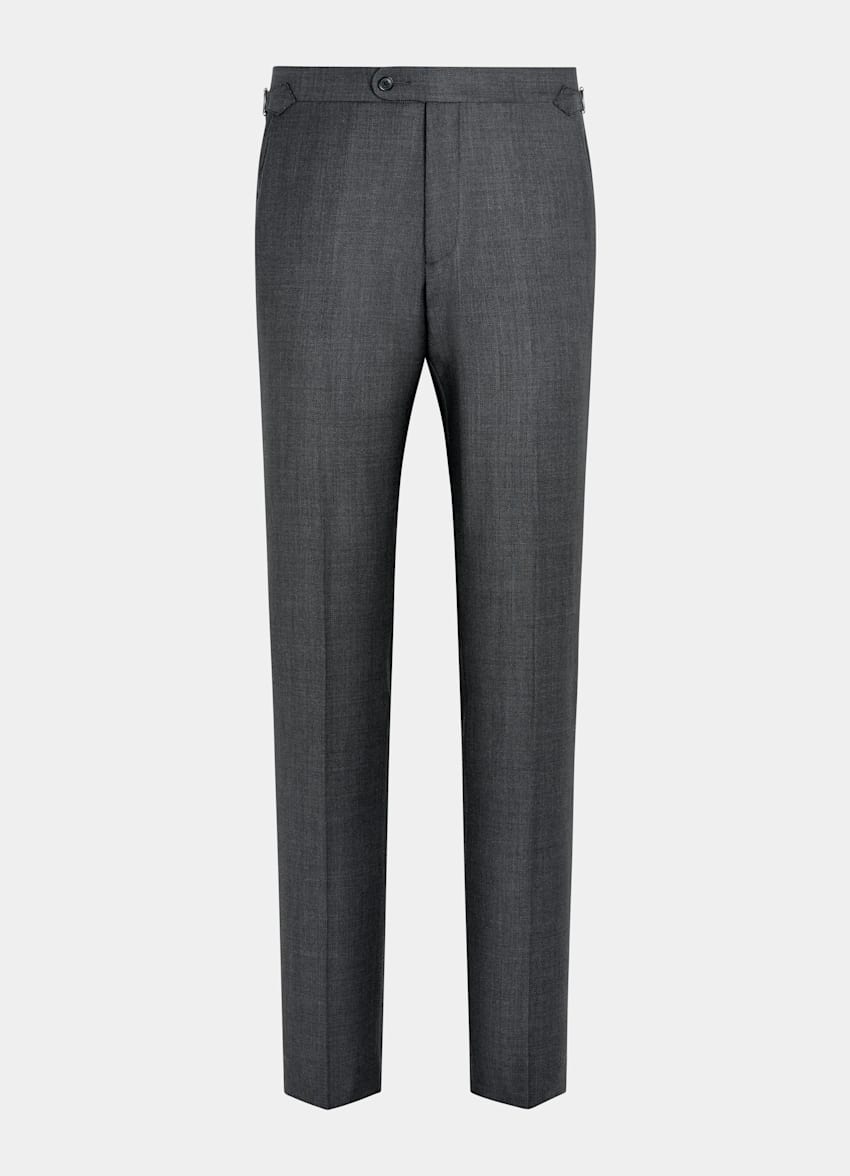 SUITSUPPLY Pure S130's Wool by Vitale Barberis Canonico, Italy  Dark Grey Bird's Eye Slim Leg Straight Brescia Suit Pants