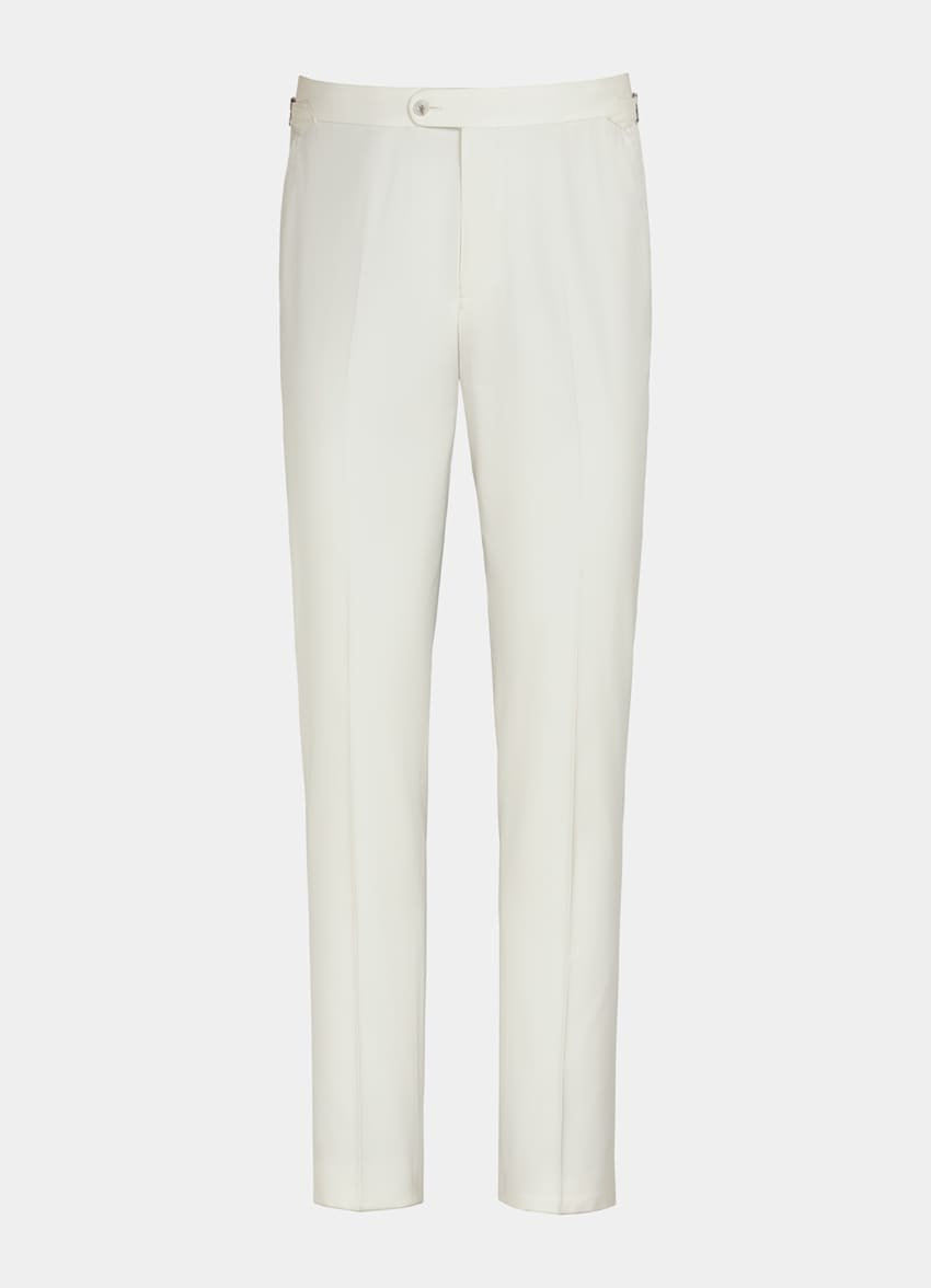 SUITSUPPLY Pure Cotton by E.Thomas, Italy Off-White Slim Leg Straight Trousers