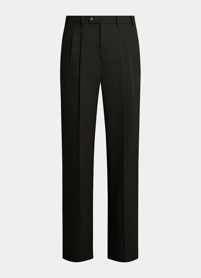 SUITSUPPLY All Season Pure Cotton by Di Sondrio, Italy Dark Brown Wide Leg Trousers