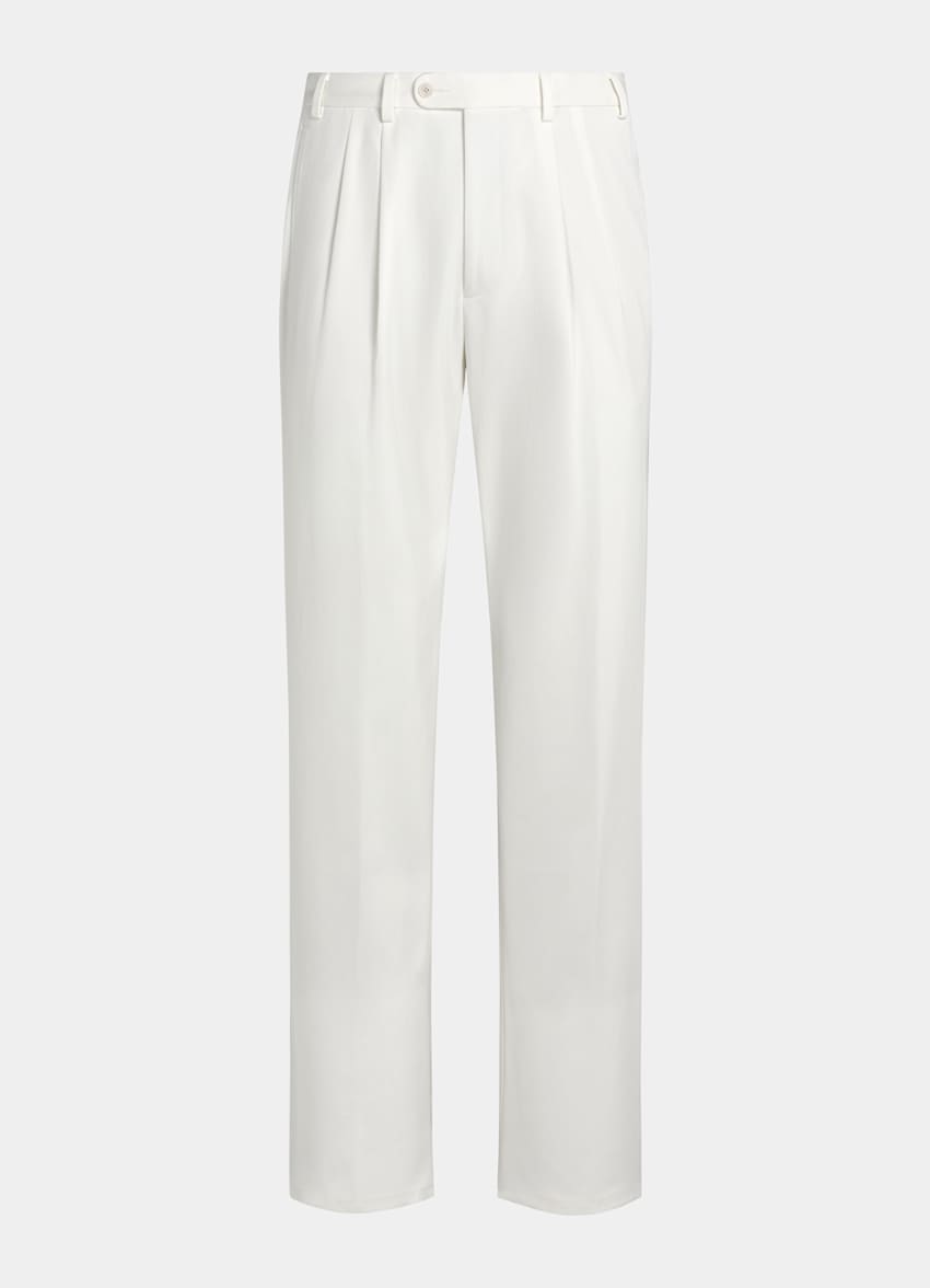 SUITSUPPLY All Season Pure Cotton - Di Sondrio, Italia Off-White Wide Leg Trousers