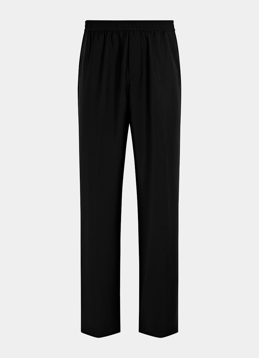 SUITSUPPLY All Season Wool Mohair by Vitale Barberis Canonico, Italy Black Wide Leg Trousers