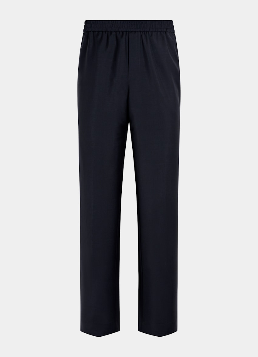 SUITSUPPLY All Season Wool Mohair by Vitale Barberis Canonico, Italy Navy Wide Leg Trousers