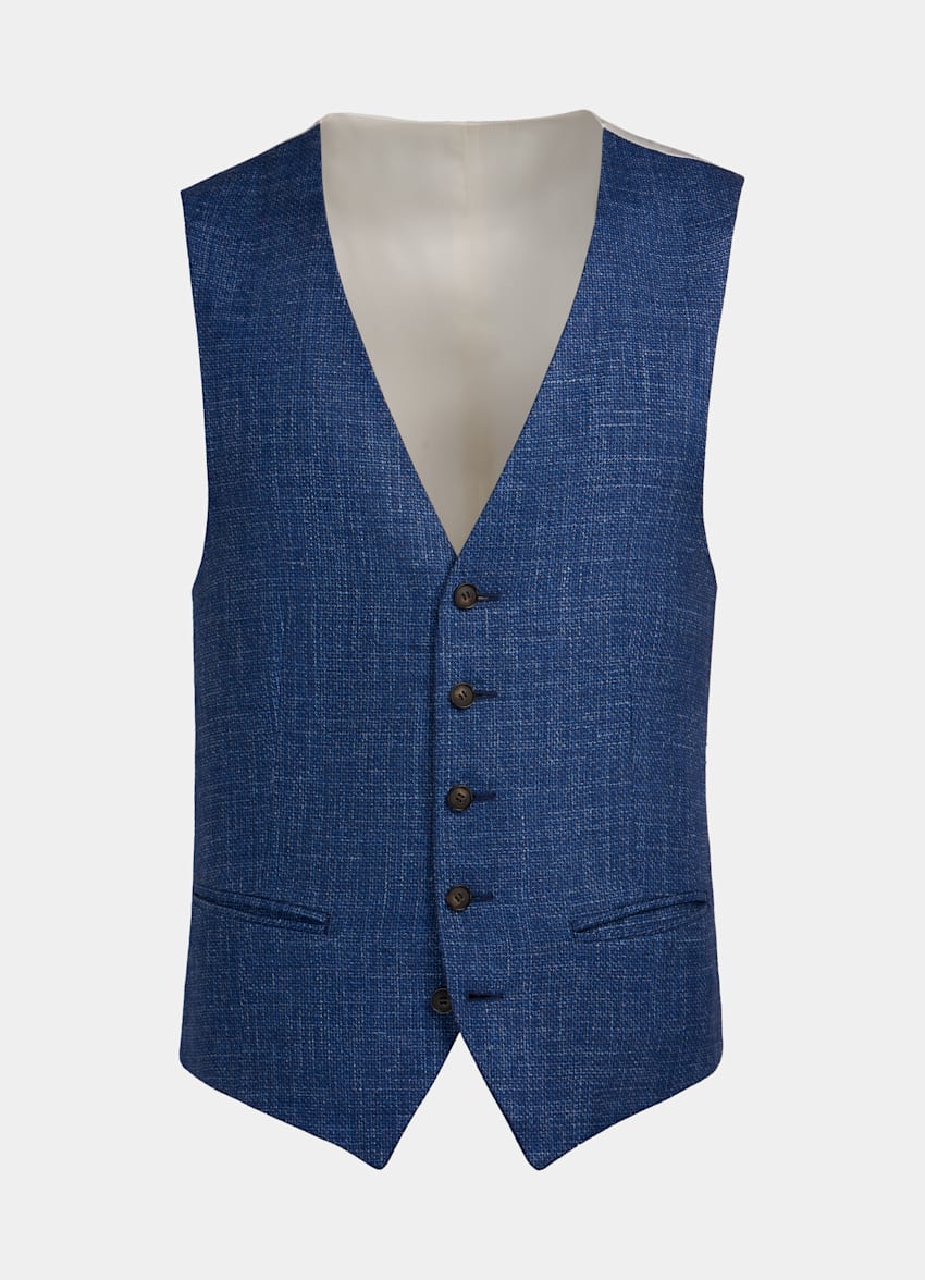 Mid Blue Waistcoat | Wool Silk Linen | Suitsupply Online Store