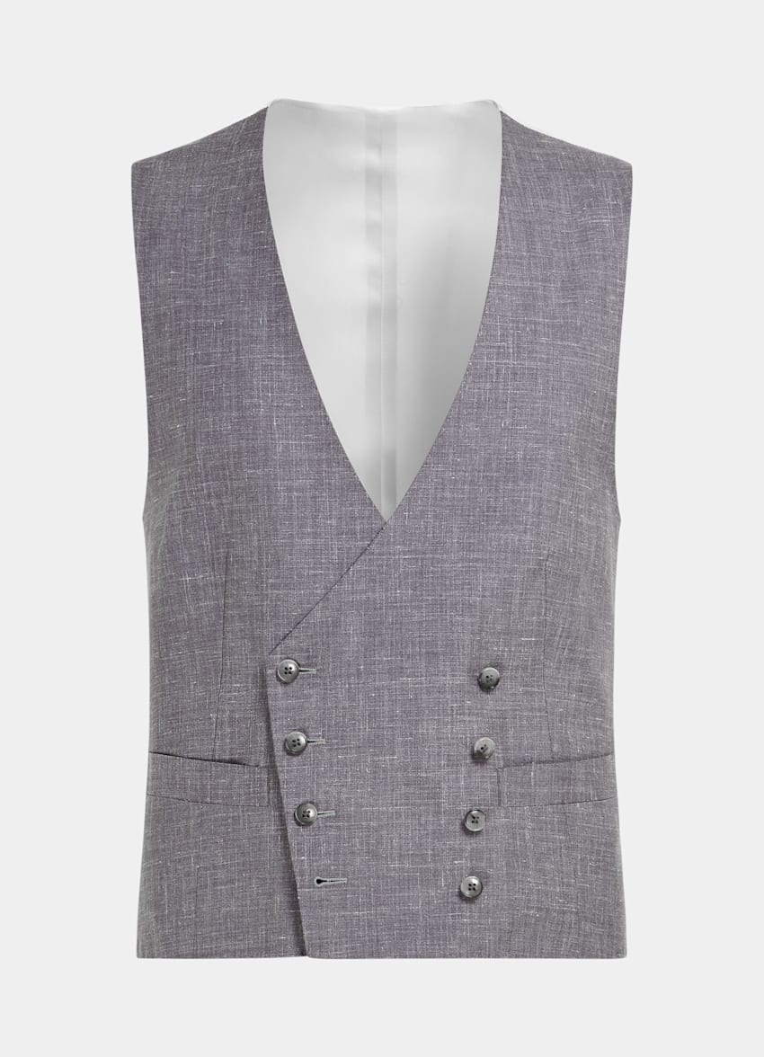SUITSUPPLY Wool Silk Linen by Rogna, Italy Purple Waistcoat
