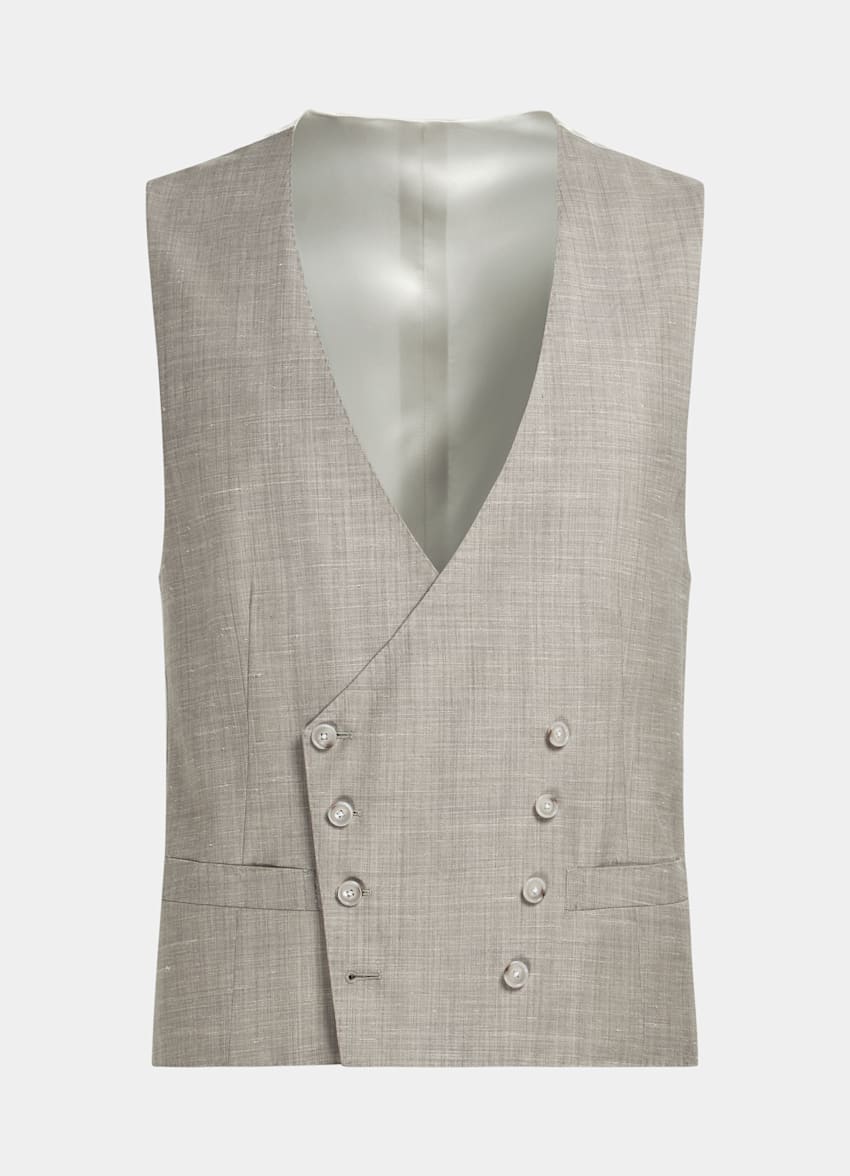SUITSUPPLY Wool Silk Linen by Rogna, Italy Sand Waistcoat