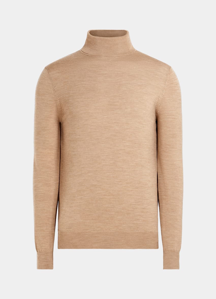 SUITSUPPLY Pure Wool Light Brown Turtleneck