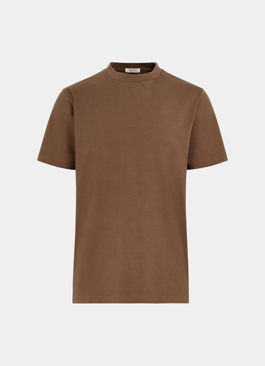 SUITSUPPLY Reine Baumwolle T-Shirt dunkelbraun Rundhalsausschnitt