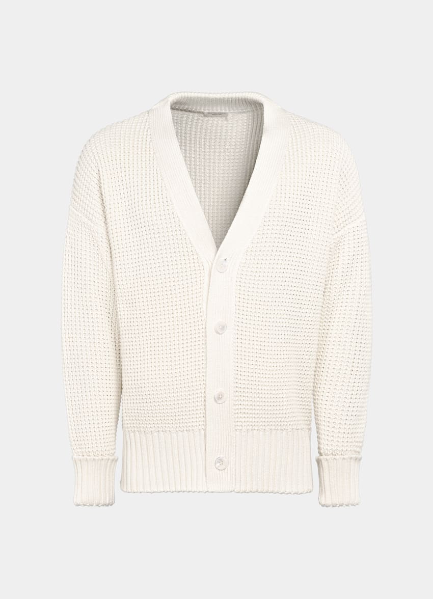 Off-White Crochet Oversized Cardigan in Californian Cotton & Mulberry ...