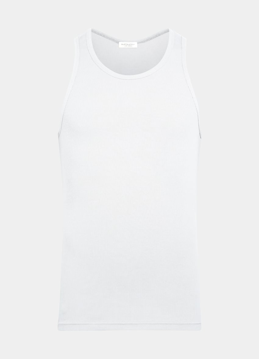 SUITSUPPLY Pure Cotton White Tank Top