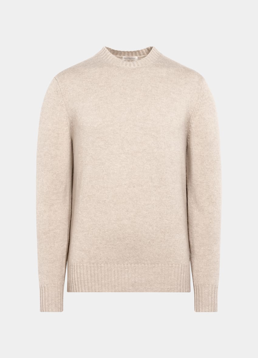 SUITSUPPLY Pure Mongolian Cashmere Sand Crewneck