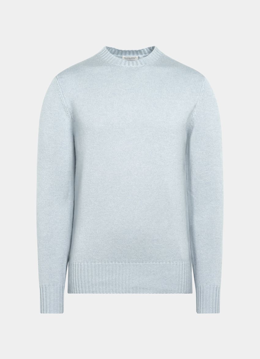 SUITSUPPLY Pure Mongolian Cashmere Light Blue Crewneck