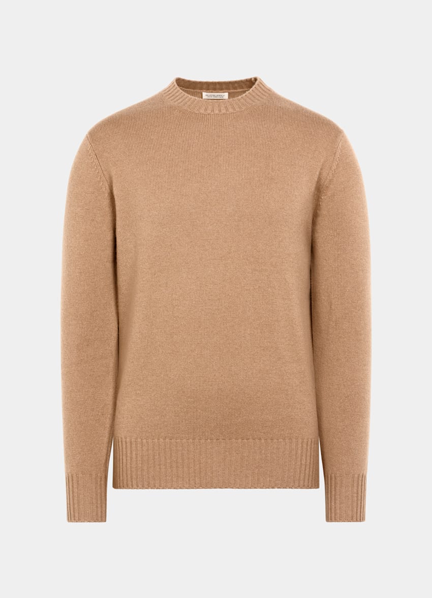 SUITSUPPLY Pure Mongolian Cashmere Mid Brown Crewneck