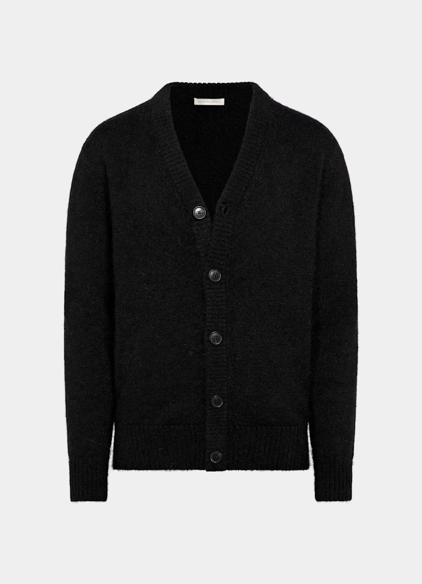 SUITSUPPLY Mohair och silke Svart cardigan