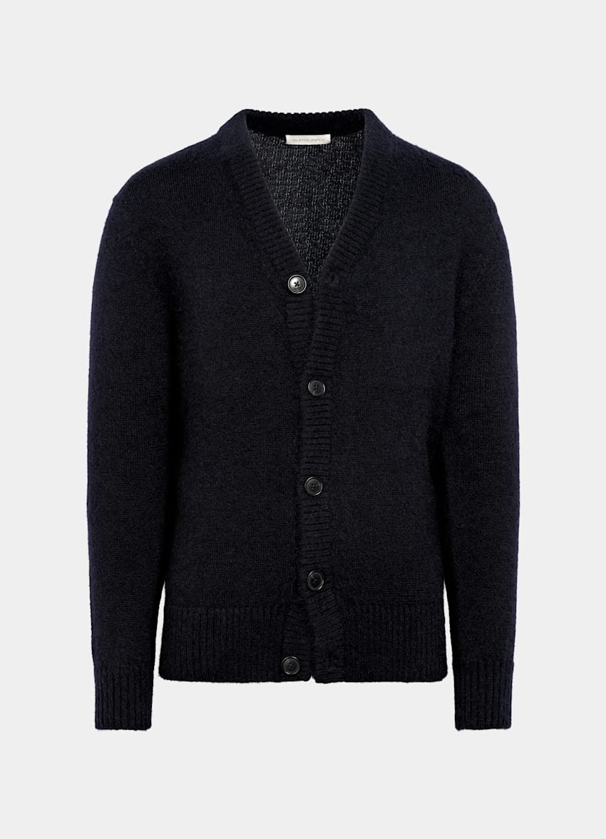 SUITSUPPLY Mohair och silke Marinblå cardigan